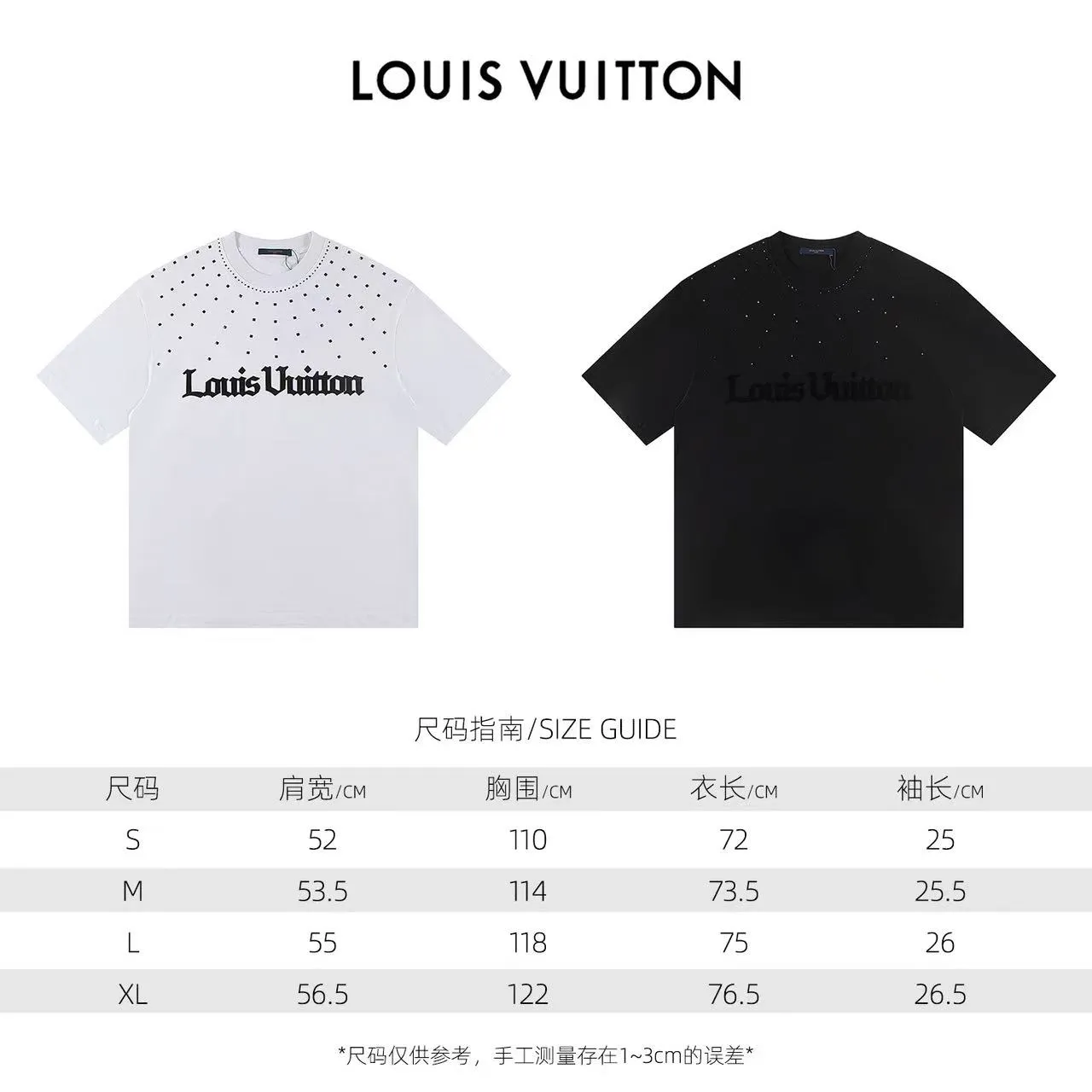 🅿️160 Style: 2026 new LOUIS VUITTON short-sleeved T-shirt Material: hot diamond process, high version 300g double yarn combed cotton Size: S～XL Color: white Style number: Z033